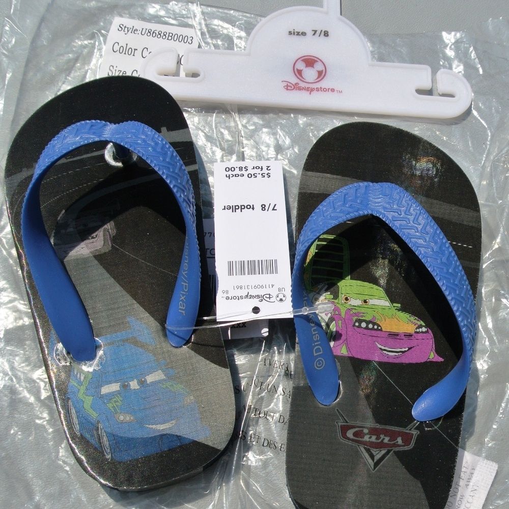 Disney Cars Flip-Flops for Todd, Size 7/8 Lightning McQueen & Friends, Brand New